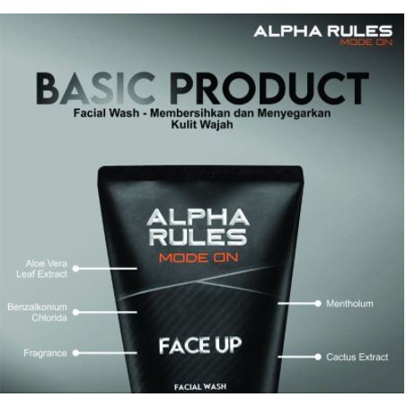 Alpha Rules Face Up Sabun Cuci Pembersih Muka Pria Sabun Wajah Facial Wash