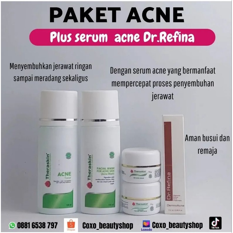 ORIGINAL PAKET ACNE GLOW+  DR.REFINA SERUM ACNE