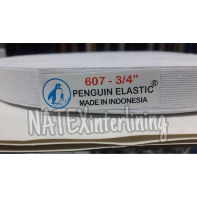 PENGUIN karet Elastis Pinggang Lebar 2cm Warna Hitam Dan Putih Isi 36 Yard