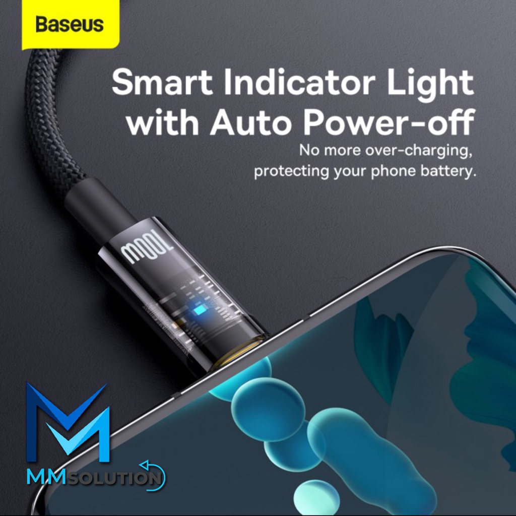 BASEUS Kabel Data Fast Charging 100W Auto OFF Disconnect USB to Type C