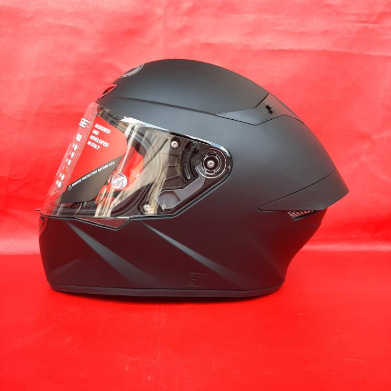 Helm KYT TT COURSE Hitam Doff Solid Black Matt Polos Original Visor Flat Clear Bening Ready Top Pinlock