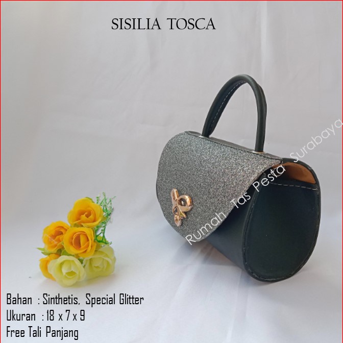 Tas Kondangan,Tas Gliter,Tas Cantik,SISILIA HITAM