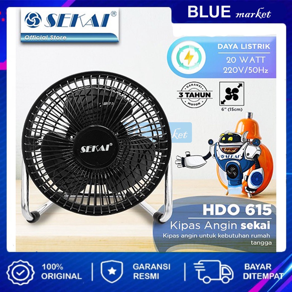 SEKAI Kipas Angin Meja Mini Tornado 6 Inch - HDO 615-S