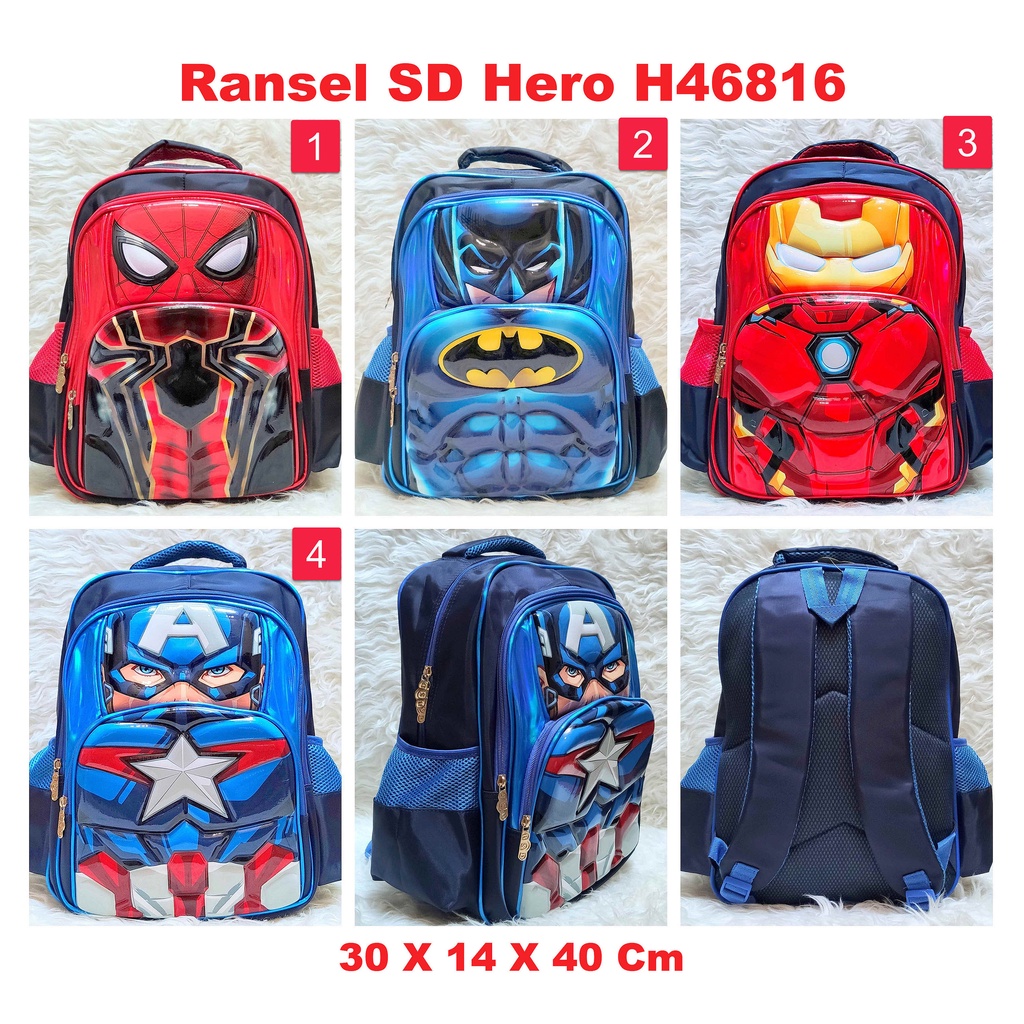 Tas ransel sekolah anak SD BATMAN CAPTAIN SPIDERMAN IRONMAN backpack for school boy toko asemka