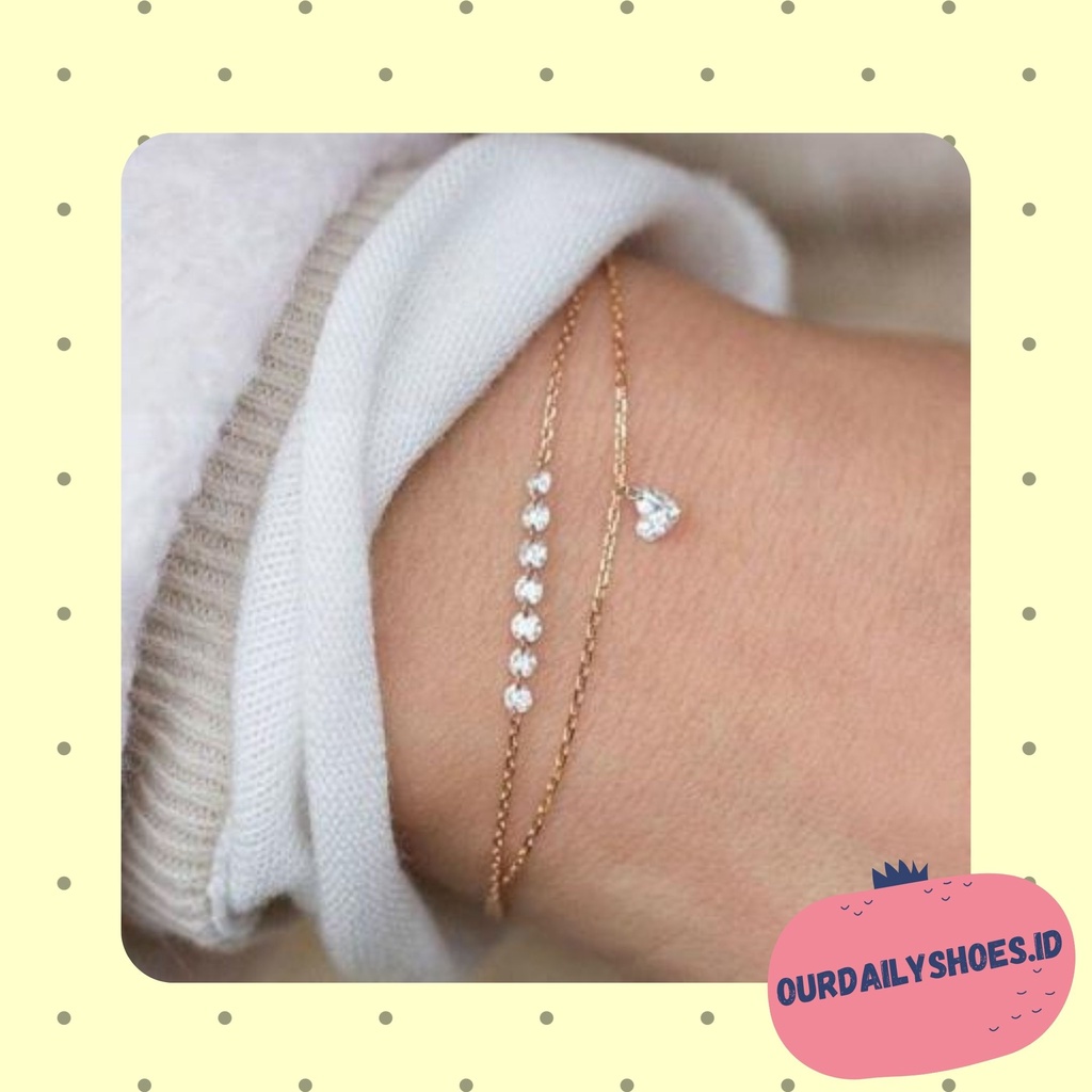 ★ODS★ FA09  Versi Korea mutiara crystal Emas FA09 Berlian Gelang Gelang Mutiara