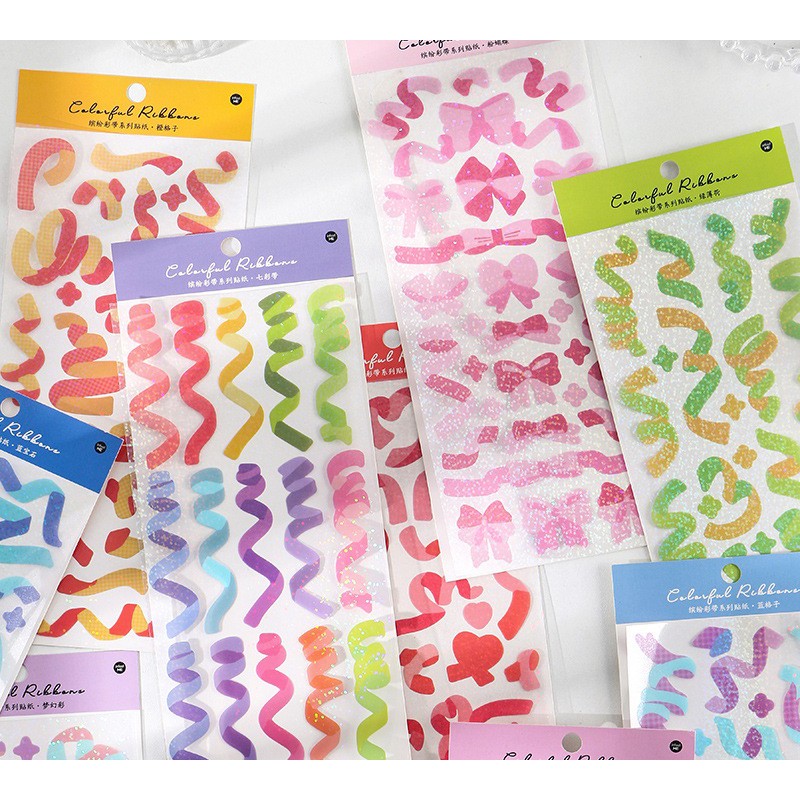 

[DZ] ST366 - Sticker Colorful Ribbon Bowknot Stickers Journal Scrapbook Gift Decor