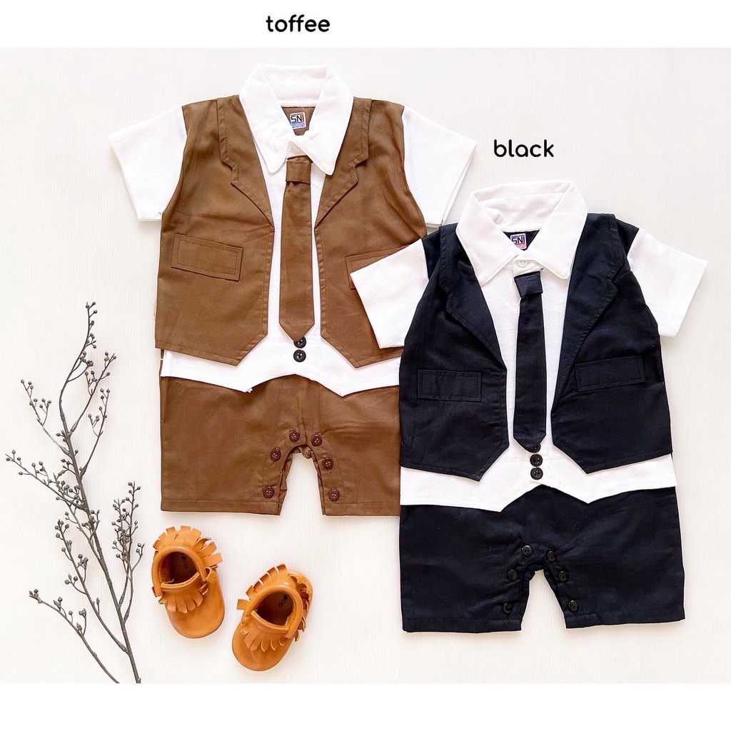 AARON TUXEDO Jumper Baju Pesta Kondangan Kemeja Anak Bayi Formal Terlaris Lucu Murah babeebabyshop