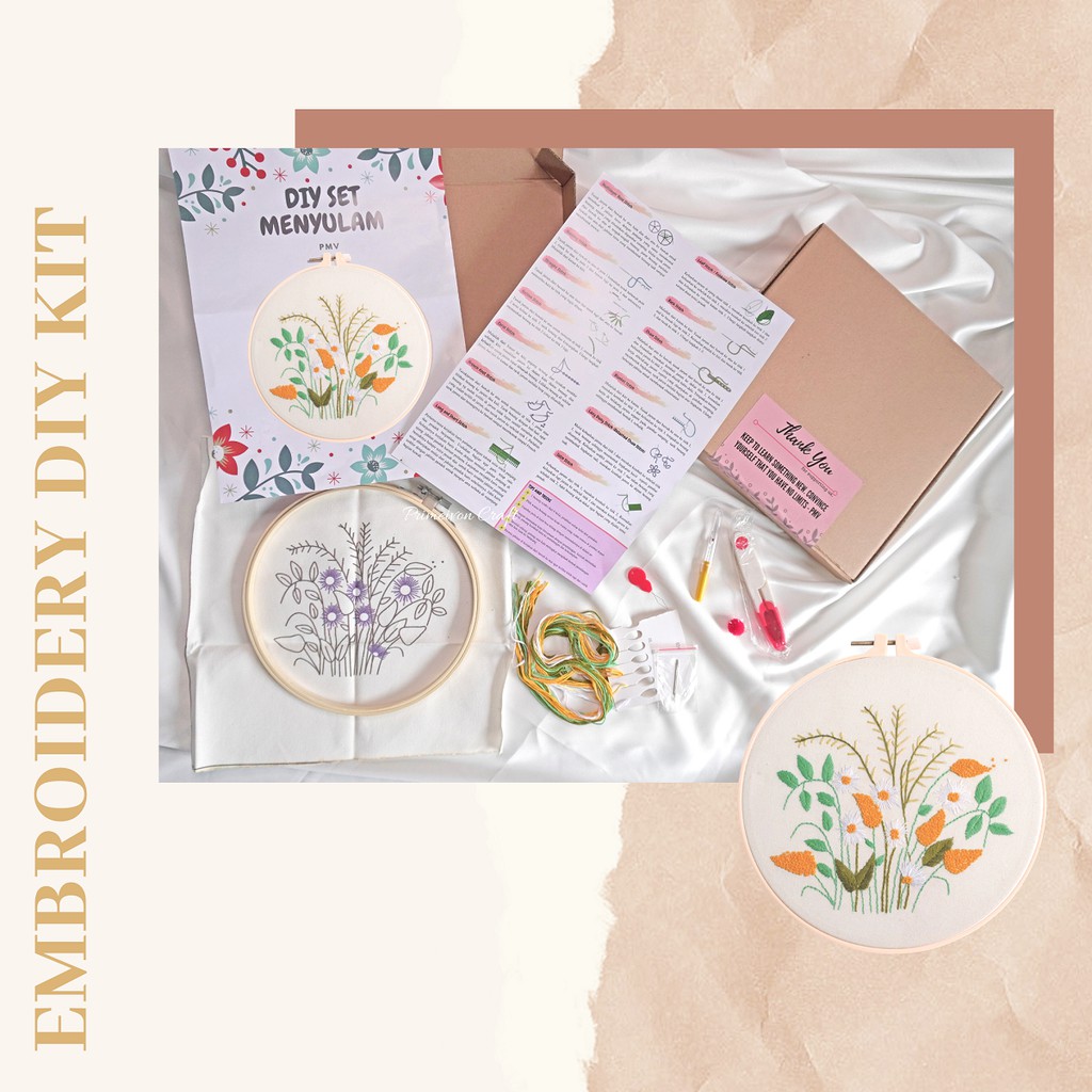 DIY KIT menyulam floral/ DIY embroidery KIT 114