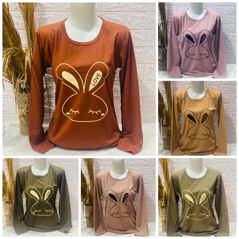 Kaos Lengan Panjang Wanita Gambar Voxy Kaos Anita Love Rabbit kaos wanita