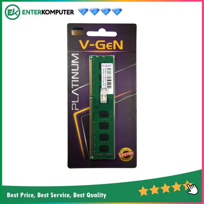 Ram V-GeN Platinum DDR3 4GB PC10600 PC12800 - Low Voltage