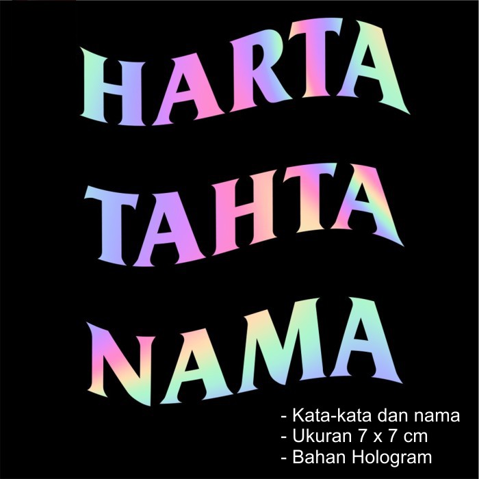 

Cutting Sticker Harta Tahta Nama 3 Kata / Hologram / Stiker Cutting Kata kata