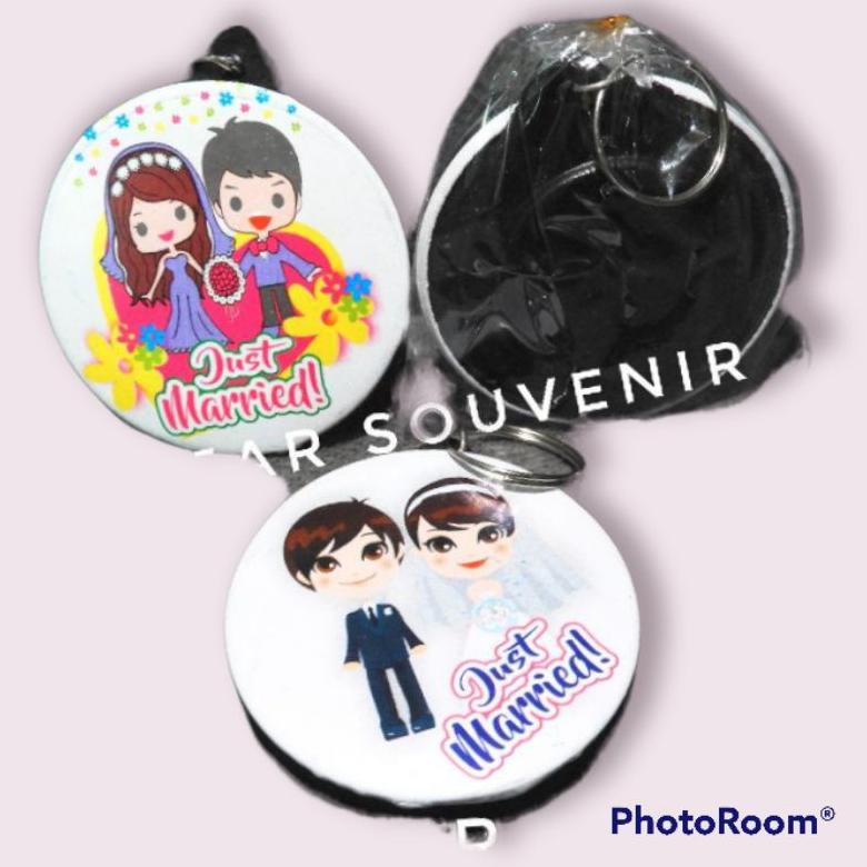 1 Pack 100 Pcs Souvenir Pernikahan Gantungan Kunci Pengantin Bentuk Bulat Souvenir Nikah Unik Souven