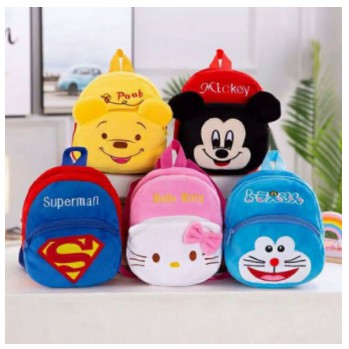 Tas Ransel Anak 3D Bahan Bulu Halus Motif Karakter