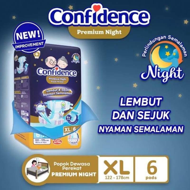 Confidence Premium Night XL6 - Confidence Popok Perekat Premium XL 6