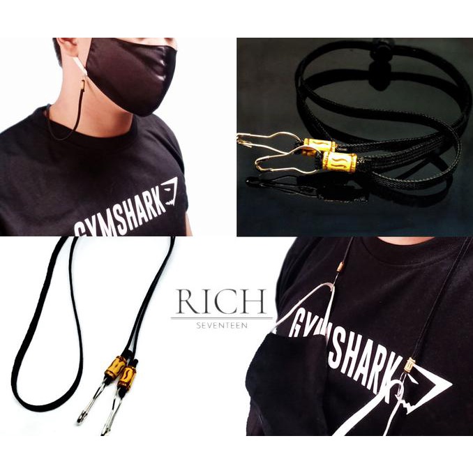 Kalung Masker Pria Tali Masker Kalung Pria Korea Import - Hitam