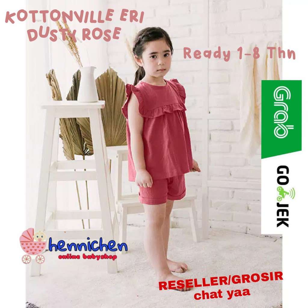 KOTTONVILLE SETELAN  BAJU ANAK PEREMPUAN Takoyakids Eri Sets Dusty Rose 1-8 thn