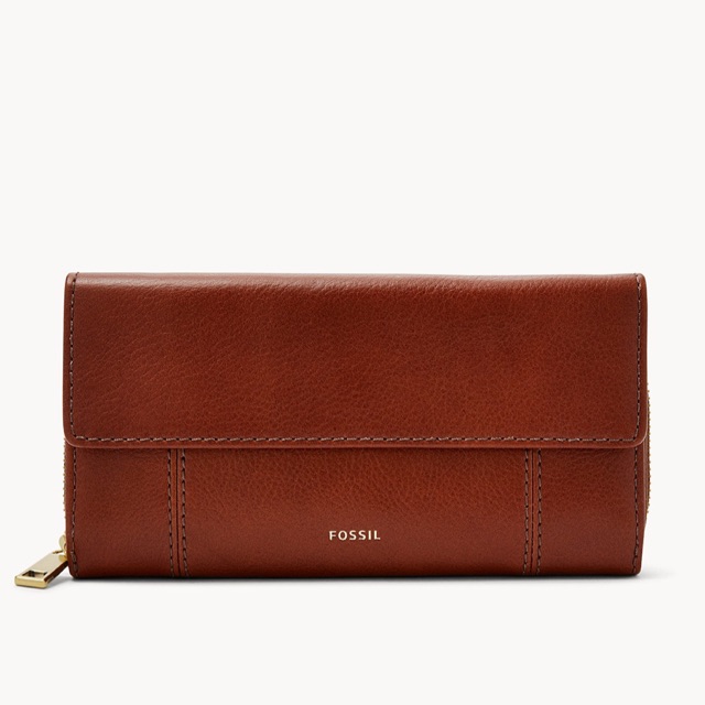 Dompet Fossil Jori RFID Flap Clutch Brown
