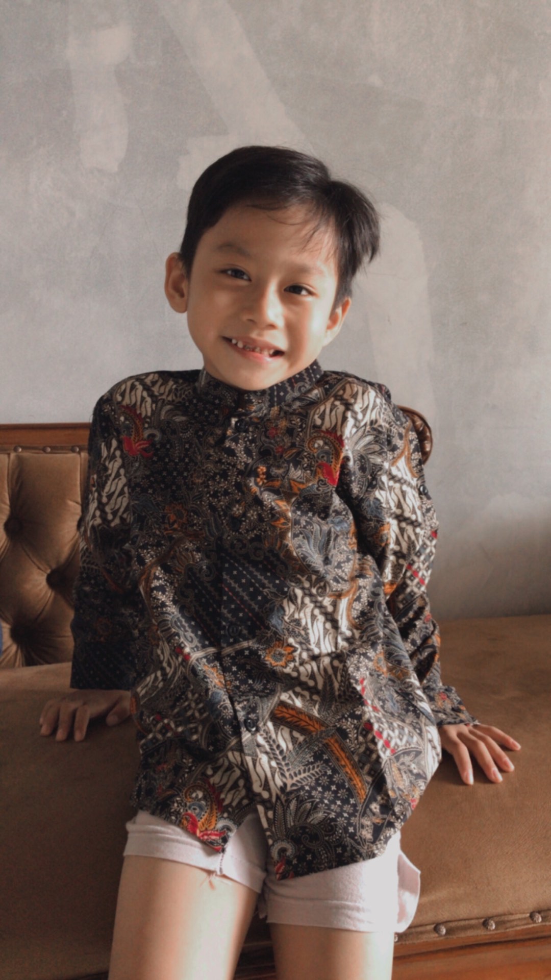 Set Batik Couple Ayah Dan Anak Motif Klasik Warna Kuning