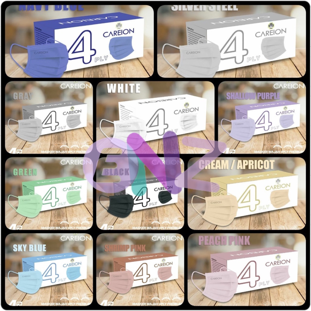 ENZ ® MASKER EARLOOP 4PLY 4 PLY CAREION EMBOSS PREMIUM HITAM PUTIH WARNA ISI 50 PCS UKURAN DEWASA 1002