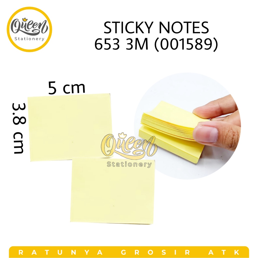

1 PAD (100 LEMBAR) STICKY NOTES 653 3M / STICK NOTE / MEMO (001589)