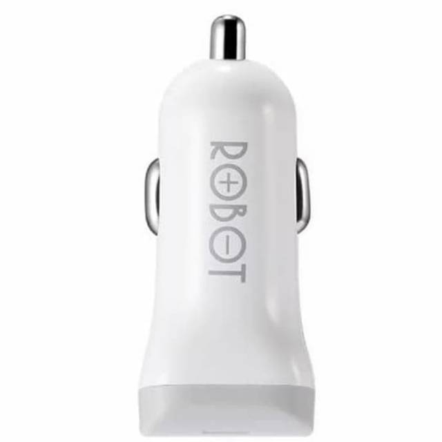 CAR Charger ROBOT RT-C06 RT-C07 RTC07 2,4a charging mobil with cable kabel WHITE PUTIH