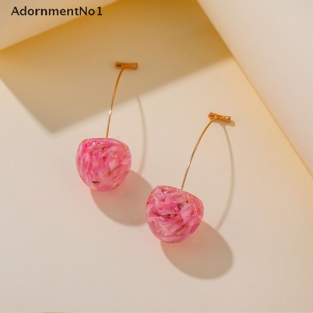 (AdornmentNo1) Anting Tusuk Gantung Bahan Resin Desain Bunga / Buah Ceri Kering Untuk Wanita