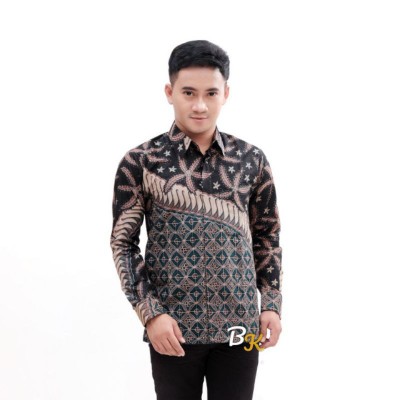 [bisa Cod] Kemeja Batik Pria Lengan Panjang Size M L Xl Xxl Bswart Batik Hrb026
