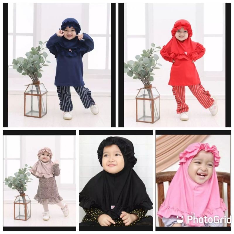 (TERLARIS) Jilbab Raina Kriwil anak bayi Usia 0-3 tahun | Hijab tk baby perempuan newborn lucu 6 sampai 1 thn | kerudung sekolah lembut sd  terbaru 2 – 12 bln premium