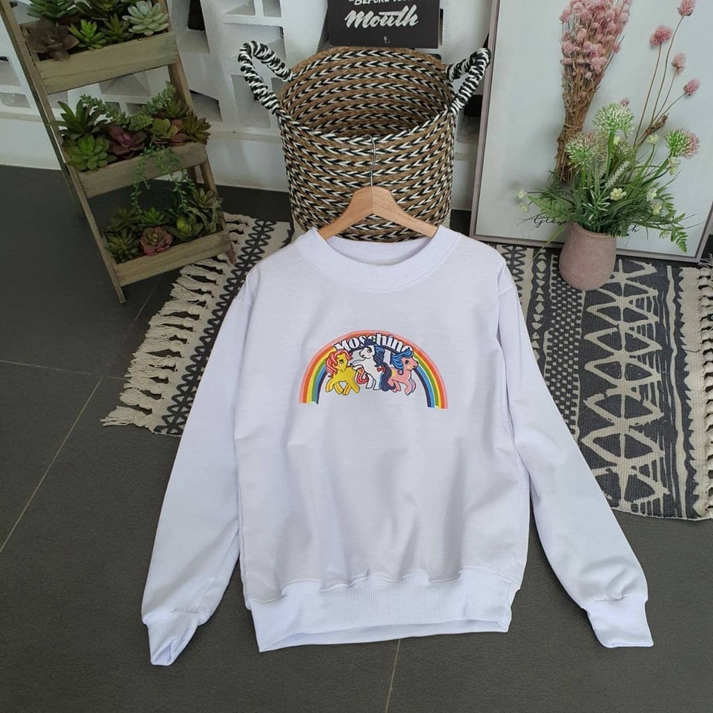 Primadona Sweater Pony Taile Rainbow - Sweatshirt Casual Motif Cartoon Lucu -  Fleece