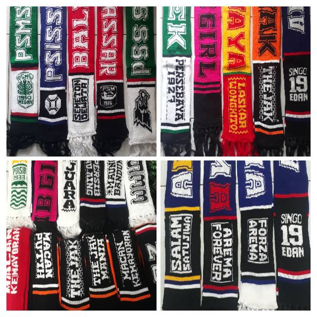 SYAL. RAJUT. BOLA PERSIB .PERSEBAYA. PERSIJA. AREMA. TIMNAS INDO DLL..12.500 MIN 10 pcs