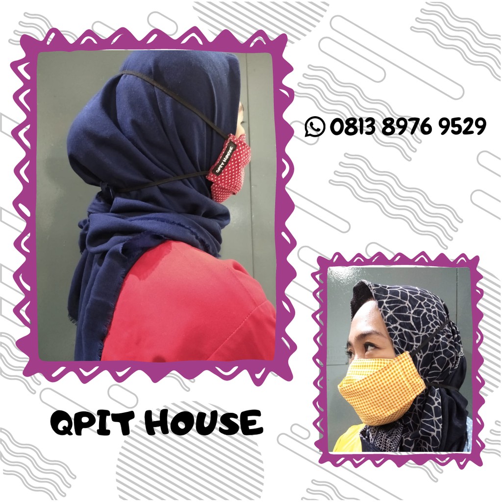 Masker Kain 3D 3Lapis Tali Karet Hoizontal-Headloop