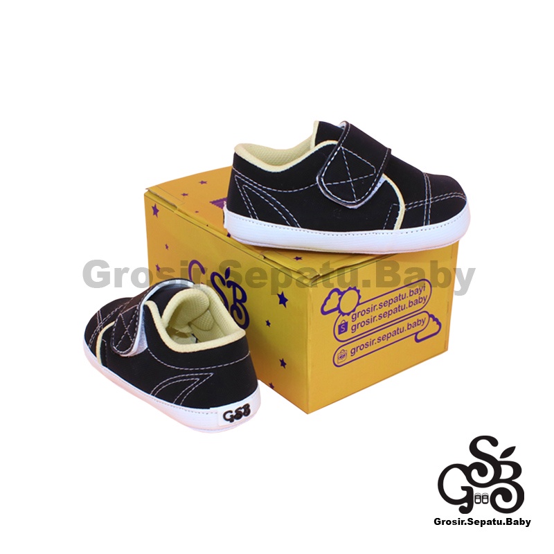 Prewalker - Sepatu Bayi - Baby Shoes | 2-12 bulan | Simple Classy HITAM casual polos ringan &amp; fleksibel