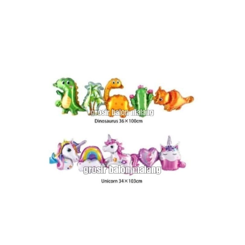 SAMBUNG balon kuda pony unicorn hewan animal dinosaurus letter karakter