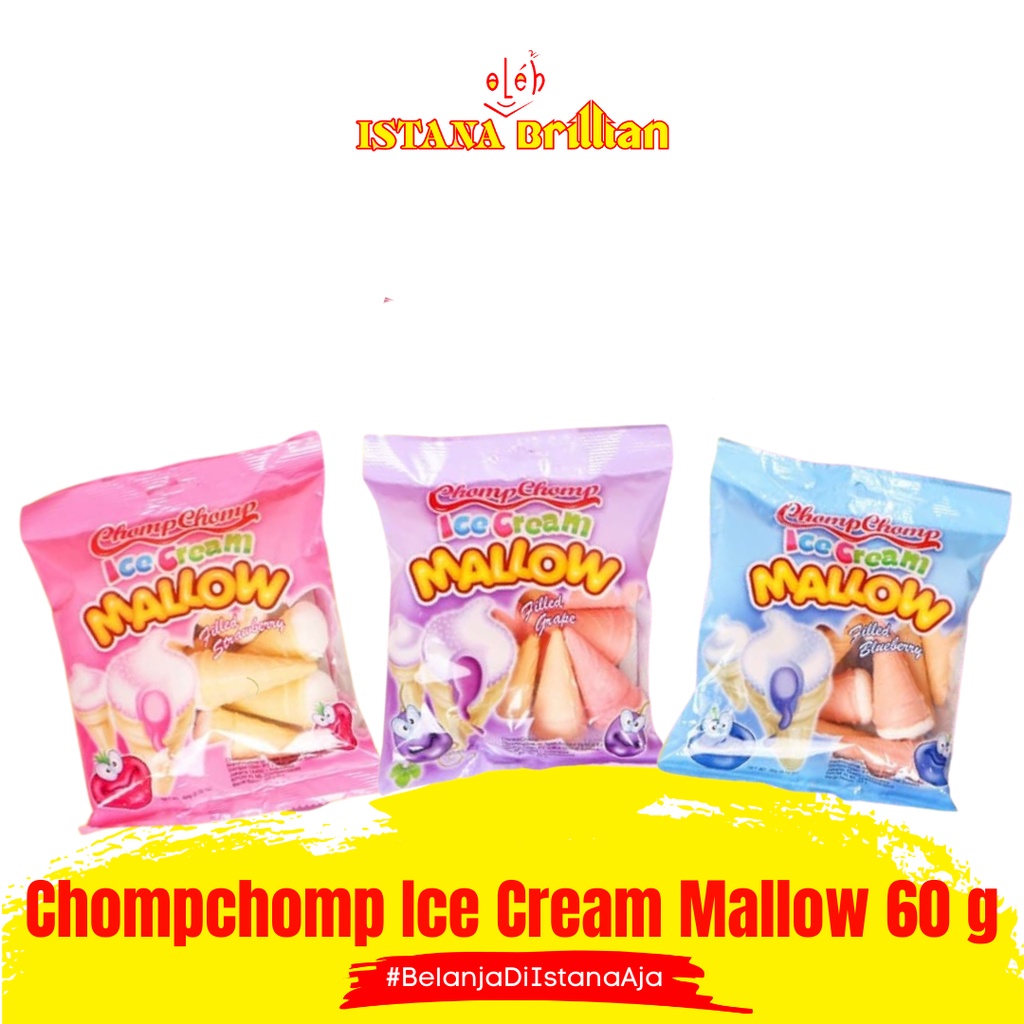 

Marshmallow Bentuk Ice Cream / Marshmellow / Chomchomp Strawberry / grape / blueberry