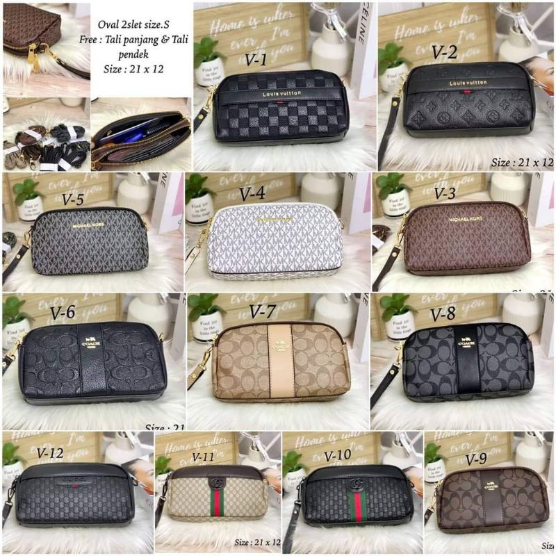 NEW ITEM tas sling / selempang / cluth / clutch ovale 2 ruang mini import