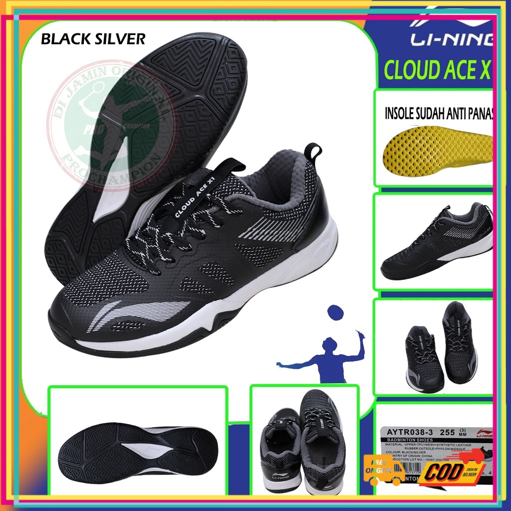 KPOP DRAKOR VERSI KOREA / New Colour Lining Cloud Ace X1 / Li-Ning Cloud Ace X 1 Sepatu Badminton Or