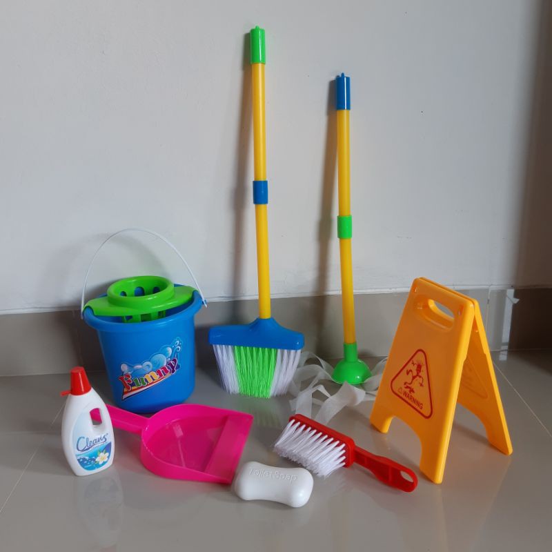 Mainan Cleaning Kit Set Alat Kebersihan - Sapu Pel Clean Anak Edukatif