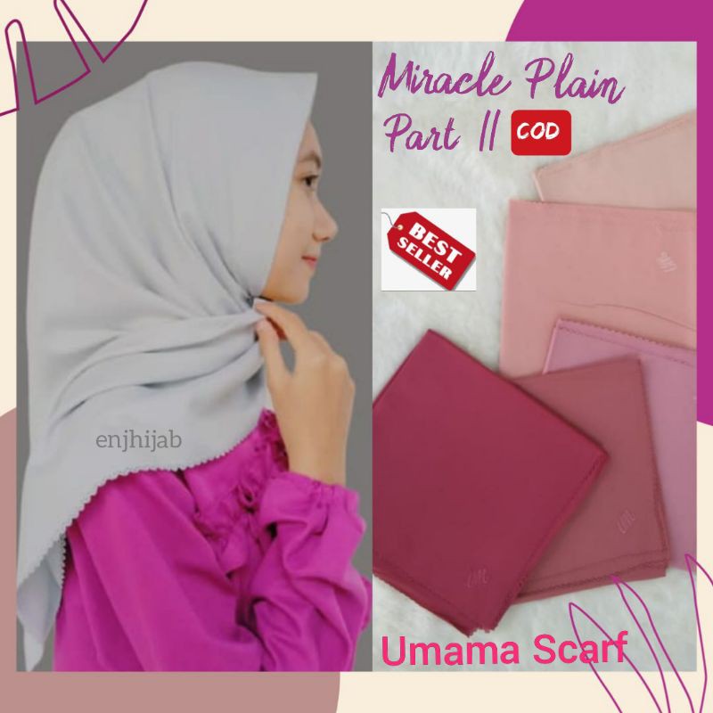 PART 2 JILBAB VOAL MIRACLE PLAIN UMAMA  JILBAB HIJAB KERUDUNG SEGIEMPAT POLOS LASER CUT  UMAMA