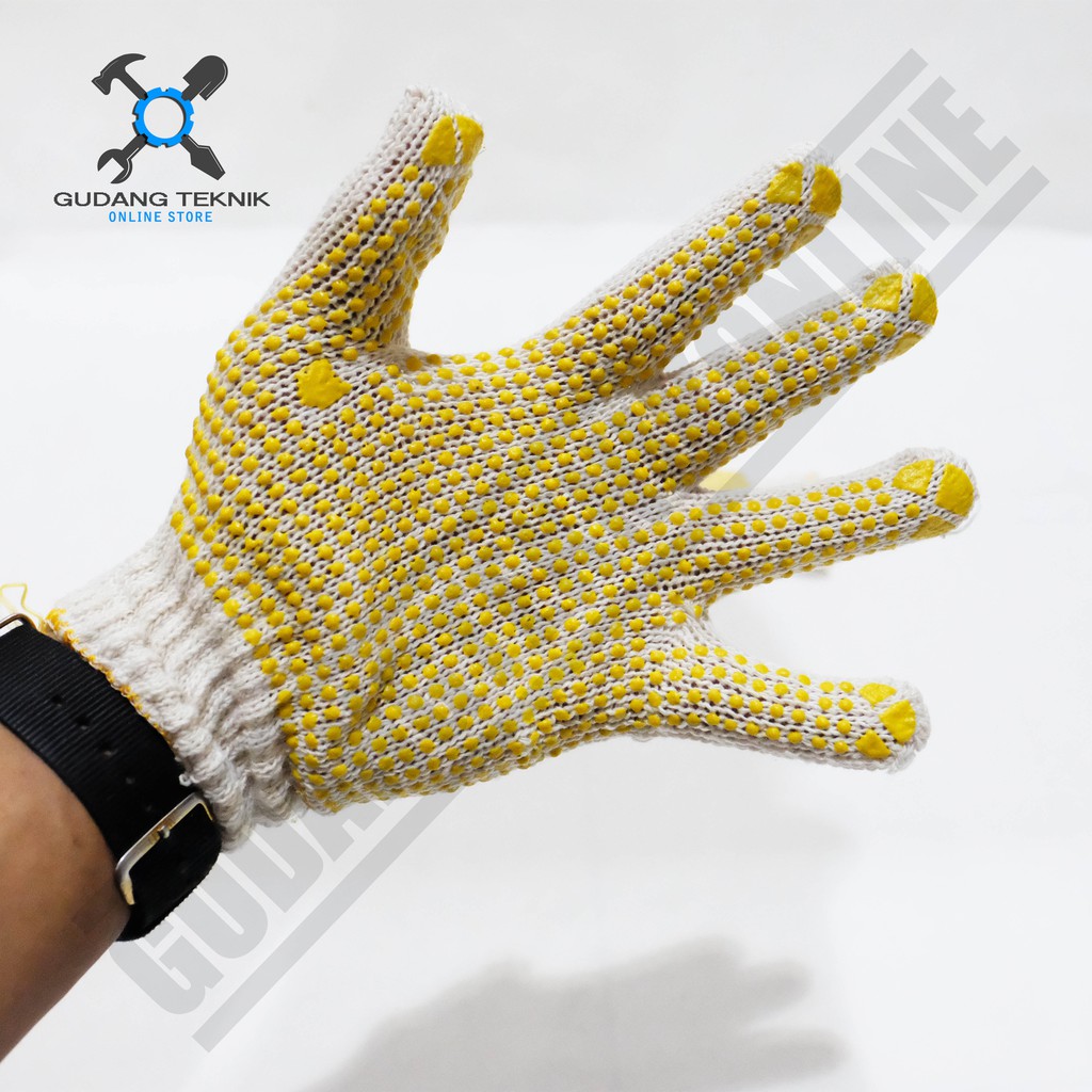 Sarung Tangan Kerja Bintik Kuning / sarung Tangan Safety Bintik Kuning