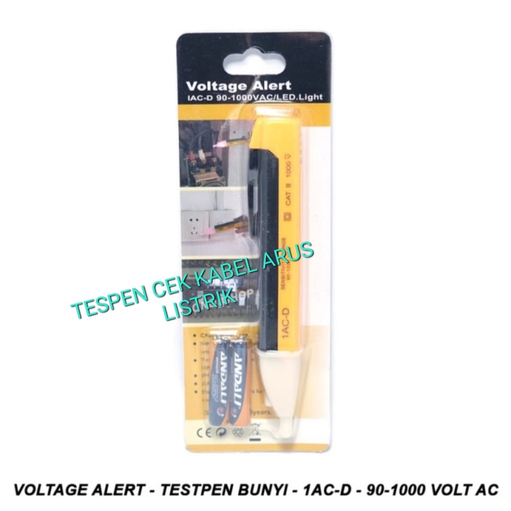 G635 ORIGINAL TESPEN TES PEN ALAT UKUR TEGANGAN KABEL ARUS LISTRIK CEK DAYA AC DC DETEKTOR VOLTAGE VOLT LED LIGHT VOLTASE BUNYI ALARM TEST G635  Sudah Termasuk Baterai AAA 2 Pcs  Test Voltage Range: 90-1000V Ac frequency Range: 50 To 500 Hz safety Rating: