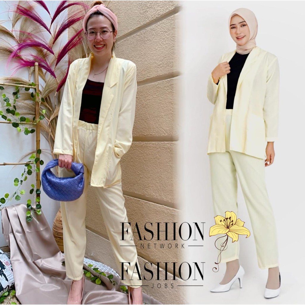 Damai fashion - baju SETELAN 2in1 blazer kulot wanita AGATHA - konveksi tanah Abang