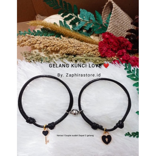 ZaphiraStore [PROMO] 2PCS GELANG KUNCI GEMBOK LOVE/ KUNCILOVE | Gelang Pasangan Pria Wanita