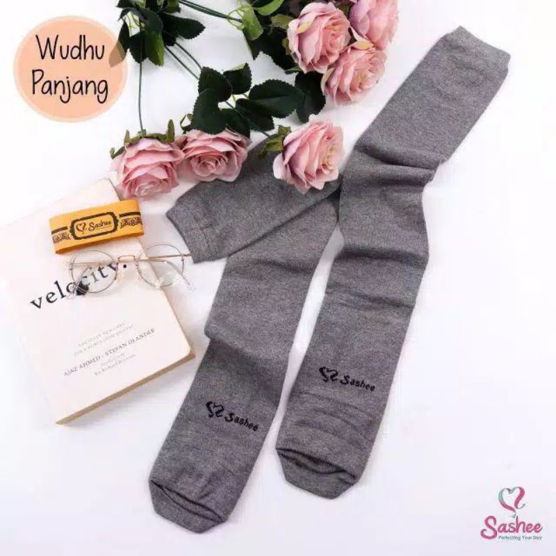 ORIGINAL Kaos Kaki Wudhu Panjang Selutut | Kaos Kaki Sashee Wudhu Panjang Muslimah Polos-Hitam misty