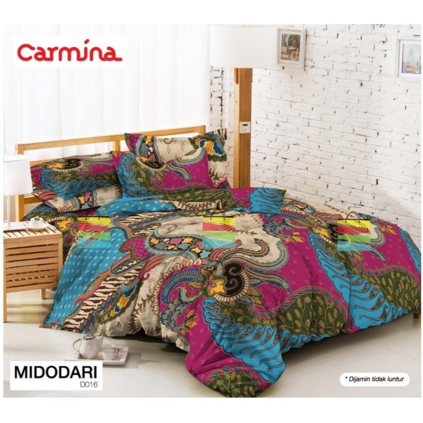 SPREI BATIK CARMINA 180x200 cm KING KATUN MOTIF BUNGA LEMBAYUNG UNGU SEKAR KAWUNG MIDODARI PAREANOM 