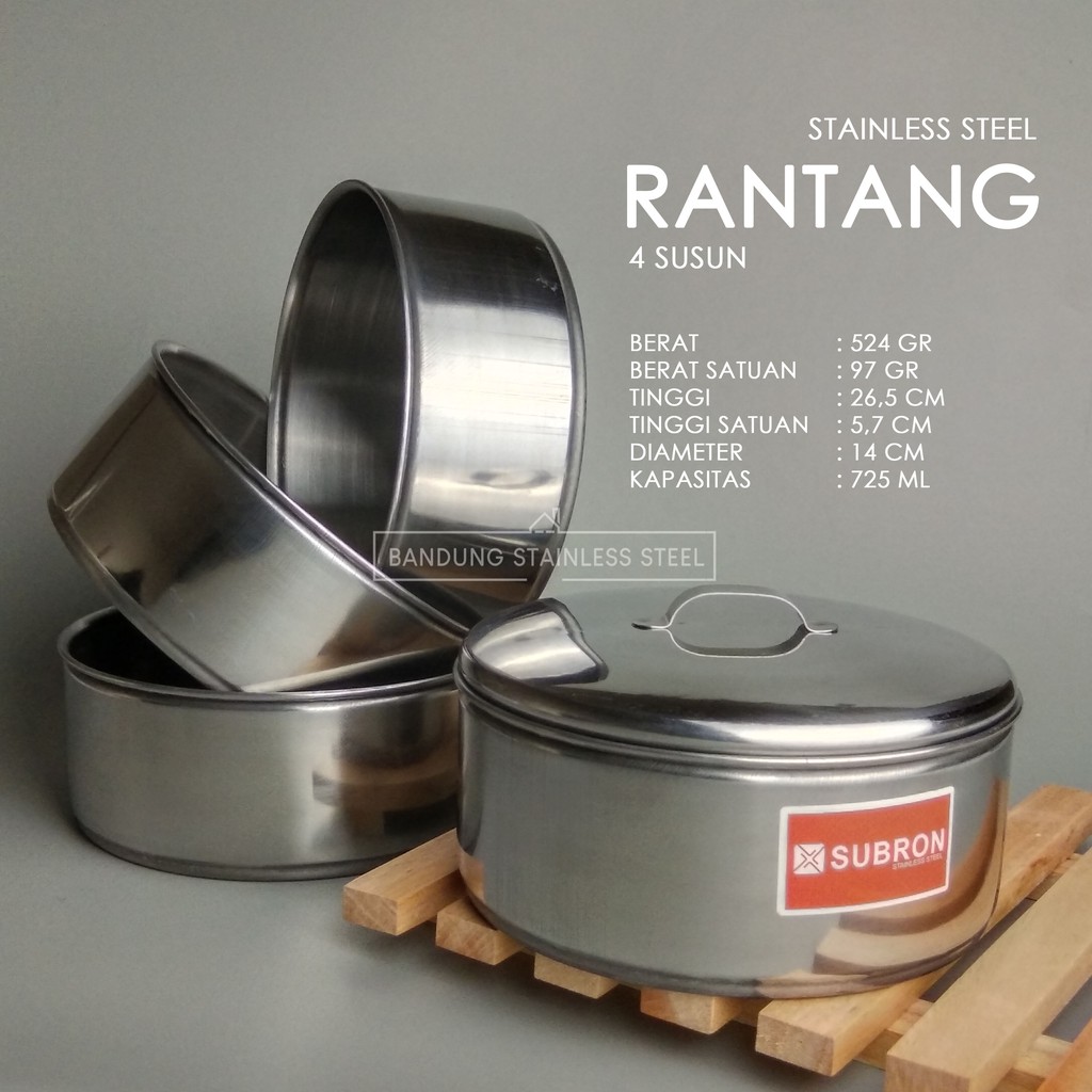 Rantang 4 susun stainless steel diameter 14cm murah lunch box bekal