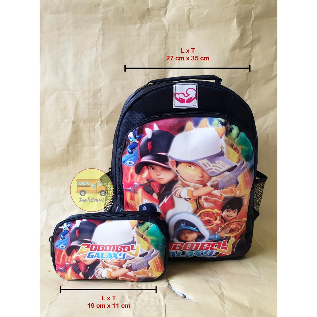 Tas Anak Laki-Laki Ransel Sekolah TK/SD Bonus kotak pensil Karakter Boboy, Batman, Free fire, Avenger dan Spiderman