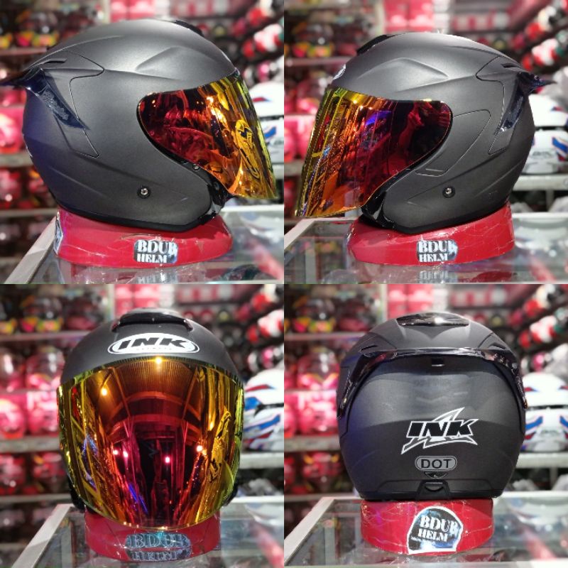 HELM INK DYNAMIC GUNMETAL DOFF PAKET GANTENG 100% ORIGINAL SNI/DOT