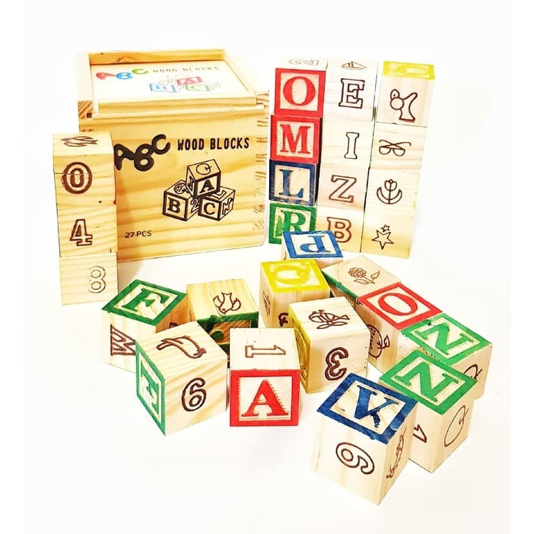 ABC WOOD BLOCKS/Mainan Edukasi Alphabet Balok Kayu / Balok Kubus 3in1 Anak