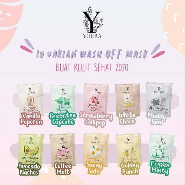 (BELI 2 FREE MASKER OAT)Youra Pearl Mask Wash Off-Masker Youra Pearl Non Organik-Masker Wajah Youra
