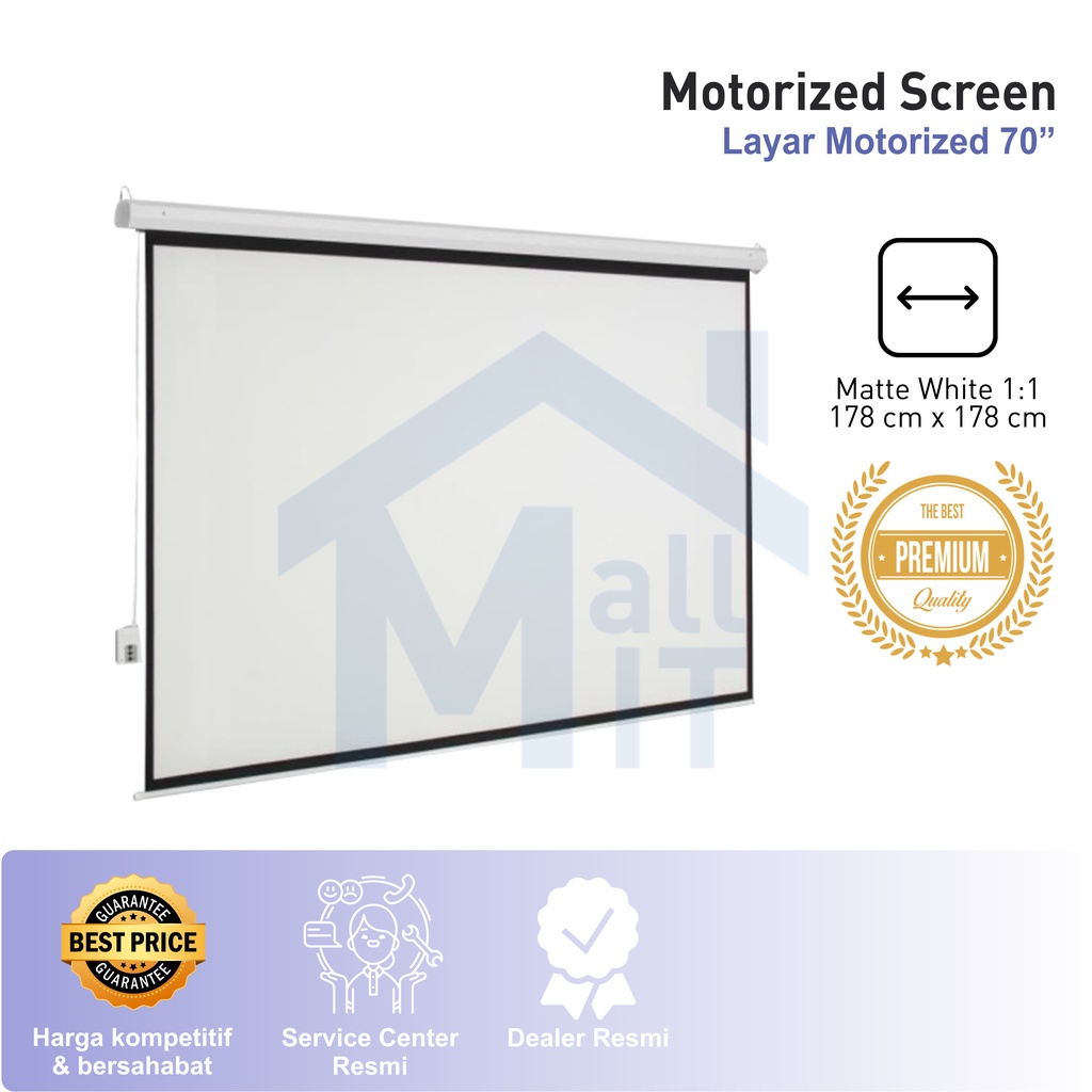 Layar MOTORIZED PROJECTOR SCREEN 70 X 70 INCH (178 cm x 178 cm)